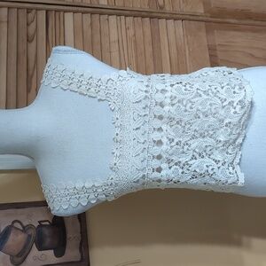 STARING AT STARS URBAN OUTFITTERS Crochet Ecru Crop Top XS